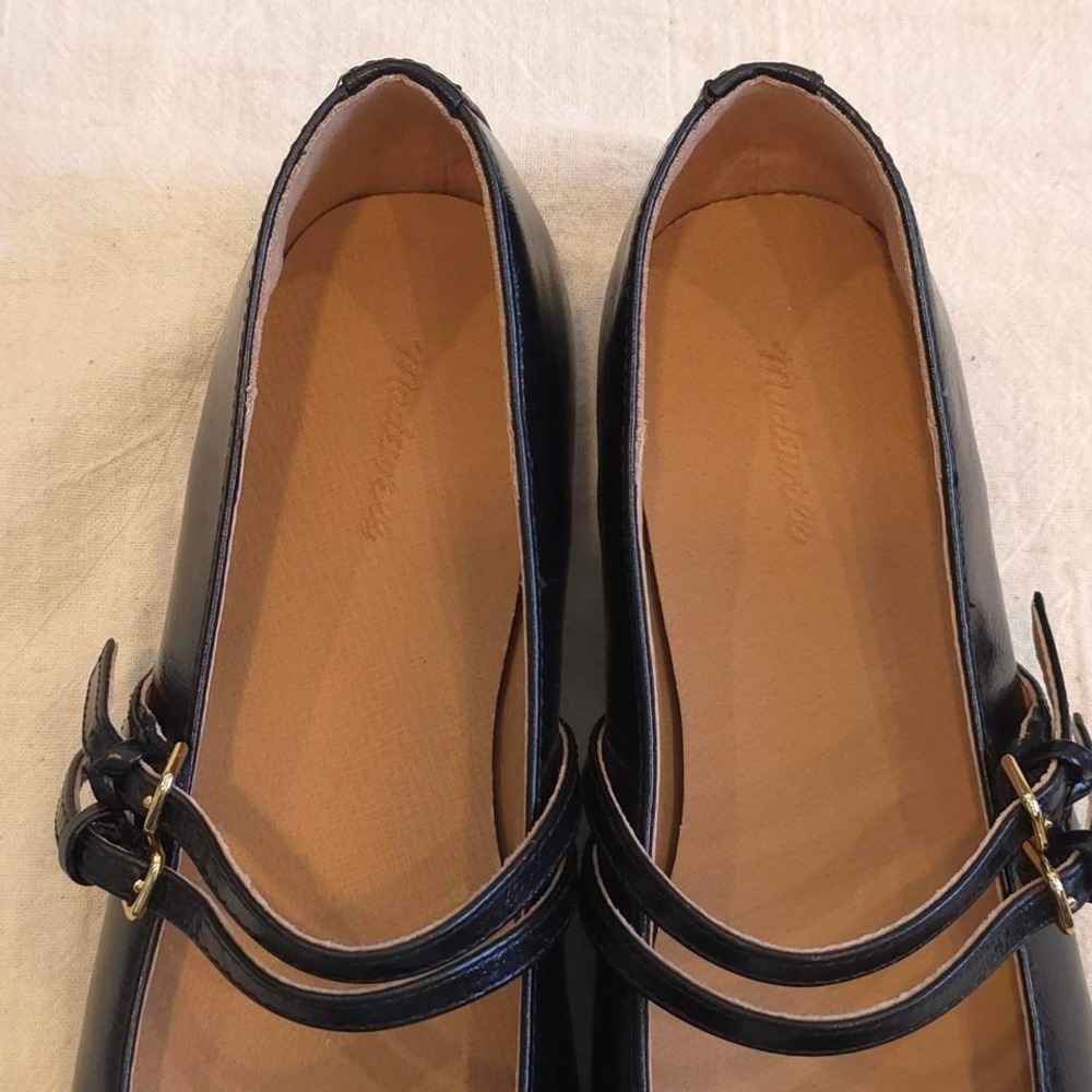 Madewell The Greta Double-Strap Ballet Flat - Size 6.5/ True Black/ (NX543) - Picture 3 of 8